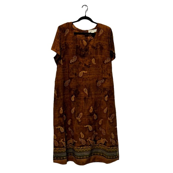 Trendy Woman Brown Paisley Maxi Dress | Size 2X - Picture 1 of 10